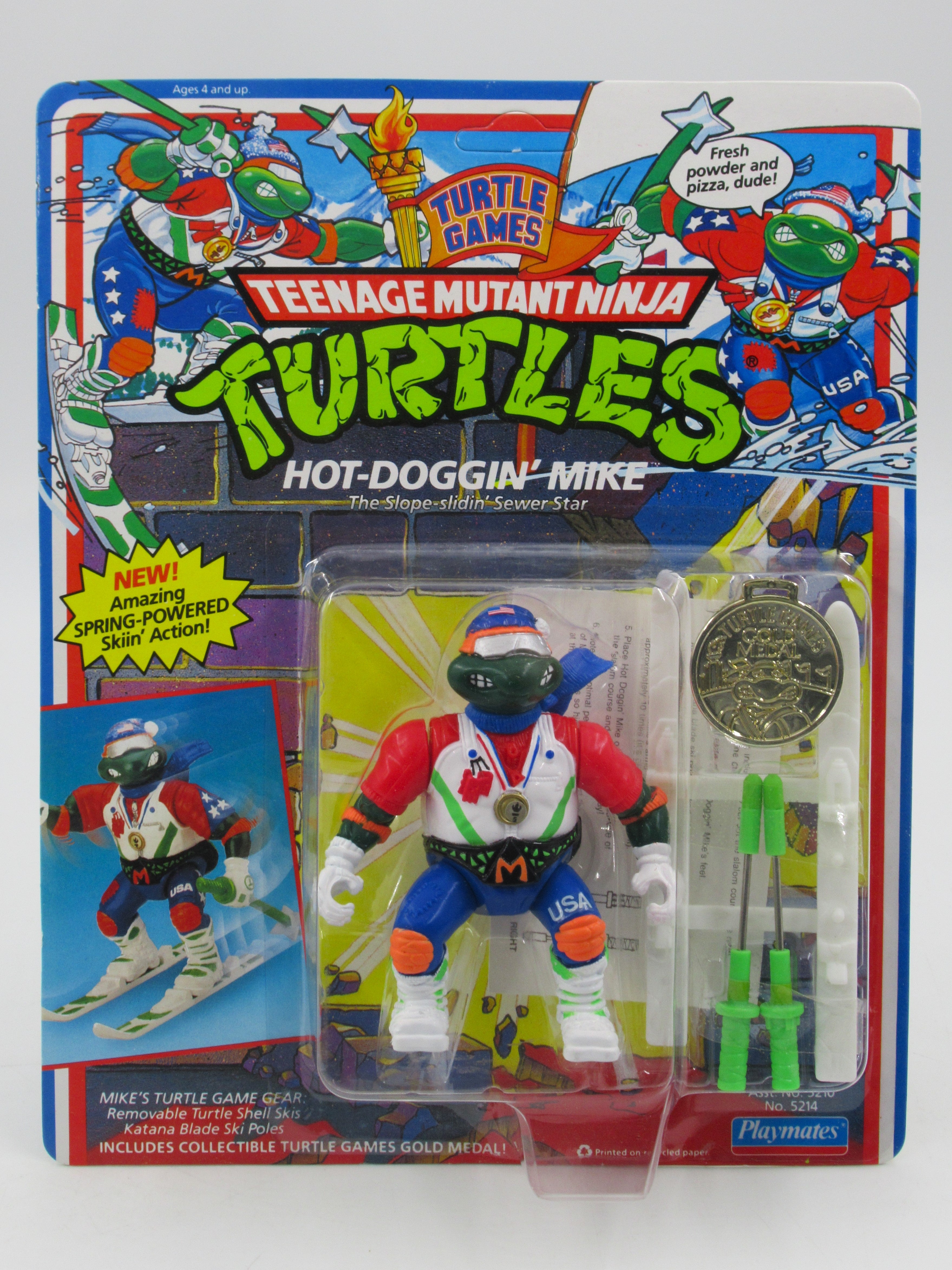 Teenage Mutant Ninja Turtles Turtle Games Hot-Doggin' Mike 4.5" Figure TMNTs - Playmates (1992)